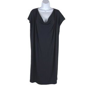 Eileen‎ Fisher Dress Women's Medium Black Drape Neck Rayon Blend DR-1216